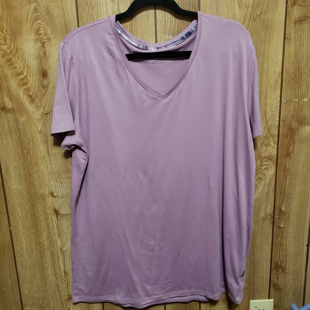 Eddie Bauer Sleepwear V Neck Tee Womens XL Lavender Short Sleeve Stretch